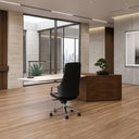 Pilot - Modern Dark Walnut + Beige Leather Desk