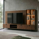 Raskin - Contemporary Walnut Entertainment Center w/ LED Lighting