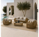 Sandra - Outdoor Beige + Wicker Sofa Set With End Table