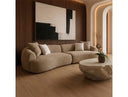 Trevor - Modern Tan Fabric Curved Mini Sectional Sofa