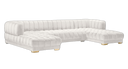 Gwen 143" Velvet Upholstered 3pc. Sectional - Cream