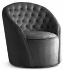 Alessio Velvet Upholstered Swivel Accent Chair - Grey