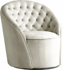 Alessio Velvet Upholstered Swivel Accent Chair - Cream