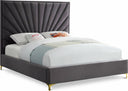Eclipse Velvet Upholstered Bed - Grey