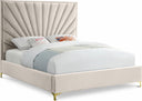 Eclipse Velvet Upholstered Bed - Cream
