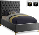 Cruz Velvet Upholstered Twin Bed - Grey