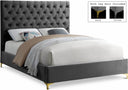 Cruz Velvet Upholstered Bed - Grey