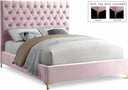 Cruz Velvet Upholstered Bed - Pink