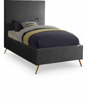Jasmine Velvet Upholstered Twin Bed - Grey
