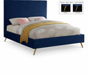 Jasmine Velvet Upholstered Bed - Blue