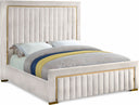Dolce Velvet Upholstered Queen Bed - Cream