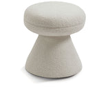 Drum Faux Shearling Teddy Fabric Upholstered Ottoman - Beige