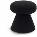 Drum Faux Shearling Teddy Fabric Upholstered Ottoman - Black