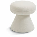 Drum Faux Shearling Teddy Fabric Upholstered Ottoman - Cream