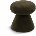 Drum Faux Shearling Teddy Fabric Upholstered Ottoman - Green