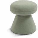 Drum Faux Shearling Teddy Fabric Upholstered Ottoman - Mint