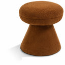 Drum Faux Shearling Teddy Fabric Upholstered Ottoman - Saddle