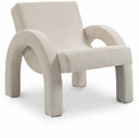 Corduroy Fabric Upholstered Accent Chair - Cream