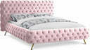Delano Velvet Upholstered Bed - Pink