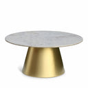 Sorrento Genuine Marble Top And Metal Base Coffee Table - Gold