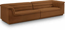 Cascade 118" Velvet Upholstered Fabric Upholstered Sofa - Saddle