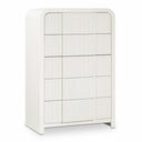 Fluted Solid Wood And Oak Veneer Chest - Cream