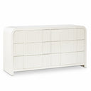 Fluted Solid Wood And Oak Veneer Dresser - Cream