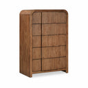 Fluted Solid Wood And Oak Veneer Chest - Brown