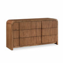 Fluted Solid Wood And Oak Veneer Dresser - Brown