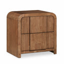 Fluted 26" Solid Wood And Oak Veneer Nightstand - Brown