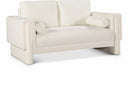 Madeline 65" Chenille Fabric Upholstered Loveseat - Cream
