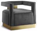 Armani Velvet Upholstered Accent Chair - Grey