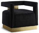 Armani Velvet Upholstered Accent Chair - Black