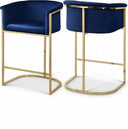 Donatella Velvet Upholstered Counter Stool - Blue