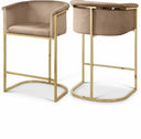 Donatella Velvet Upholstered Counter Stool - Beige