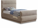 Paxton Chenille Fabric Upholstered Twin Bed - Beige