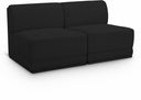Ollie 60" Boucle Fabric Upholstered 2pc. Armless Modular Loveseat - Black