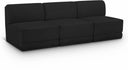 Ollie 90" Boucle Fabric Upholstered 3pc. Armless Modular Sofa - Black