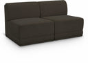 Ollie 60" Boucle Fabric Upholstered 2pc. Armless Modular Loveseat - Brown