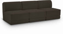 Ollie 90" Boucle Fabric Upholstered 3pc. Armless Modular Sofa - Brown