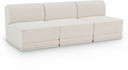 Ollie 90" Boucle Fabric Upholstered 3pc. Armless Modular Sofa - Cream