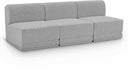 Ollie 90" Boucle Fabric Upholstered 3pc. Armless Modular Sofa - Grey