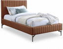 Gallo Vegan Leather Upholstered Twin Bed - Cognac