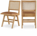 Abby Cane And Vegan Leather Upholstered Dining Side Chair - Cognac