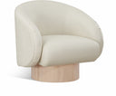 Gibson Vegan Leather Upholstered Swivel Accent Chair - Cream