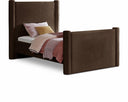 Elias Velvet Upholstered Twin Bed - Brown