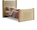 Elias Velvet Upholstered Twin Bed - Camel