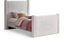 Elias Velvet Upholstered Twin Bed - Cream