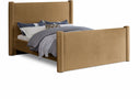 Elias Velvet Upholstered Bed - Saddle