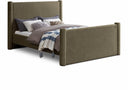 Elias Boucle Fabric Upholstered Bed - Olive